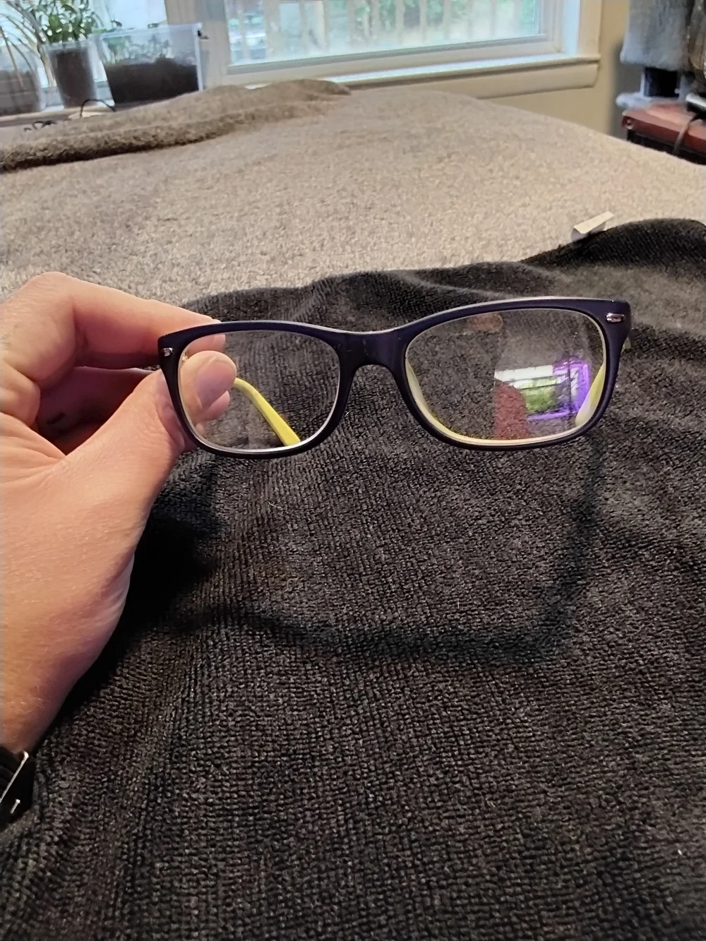 Kids Two-Tone Rectangular Glasses in Lime Green and Black